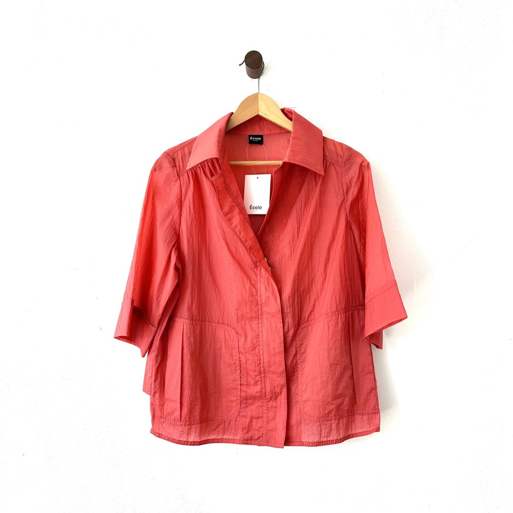 Ecole De Paris Jacket Womens Medium Coral Pink Lightweight Zip Up Pull NEW - Picture 1 of 6
